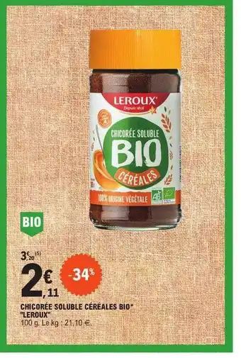 E.Leclerc Chicorée soluble céréales bio offre