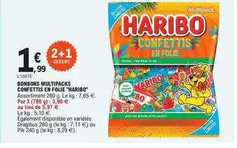 E.Leclerc Bonbons multi packs confettis en folie offre