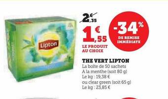 Hyper U Thé vert lipton offre