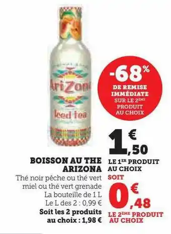 Hyper U Boisson au thé arizona offre