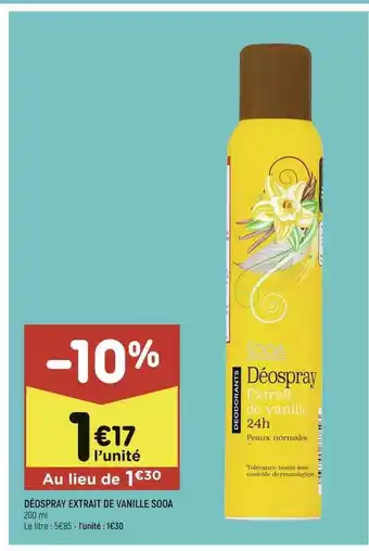 Leader Price Déospray extrait de vanille soda offre