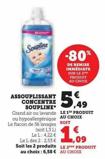 Super U Assouplissant concentré soupline offre