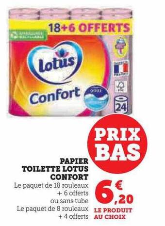 Super U Papier toilette lotus confort offre