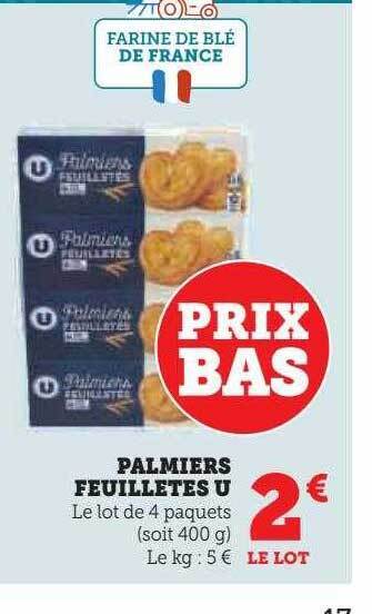 Super U Palmiers feuilletés u offre