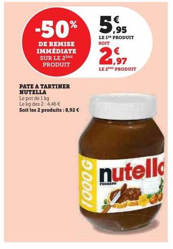U Express Pâte à tartiner nutella offre