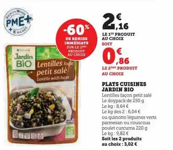U Express Plats cuisinés jardin bio offre