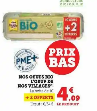 U Express Nos œufs bio l'œuf de nos villages offre