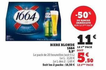 U Express Bière blonde 1664 5,5° offre