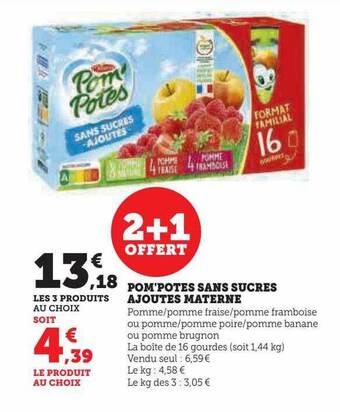 Pom'potes sans sucres ajoutés materne