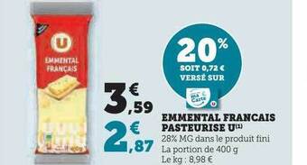 U Express Emmental français pasteurisé u offre