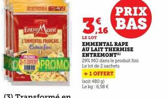 U Express Emmental râpé au lait thermisé entremont offre
