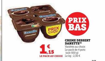 U Express Crème dessert danette offre