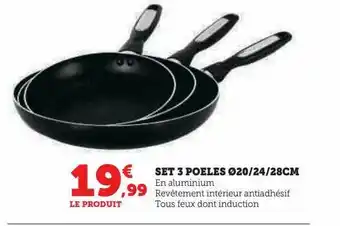 U Express Set 3 poêles ø 20-24-28 cm offre