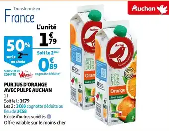 Auchan Pur jus d'orange avec pulpe auchan offre
