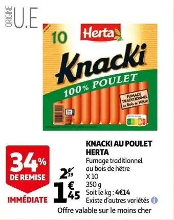 Auchan Knacki au poulet HERTA offre