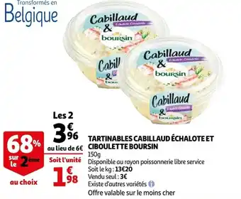 Auchan Tartinables cabillaud échalote et ciboulette boursin offre