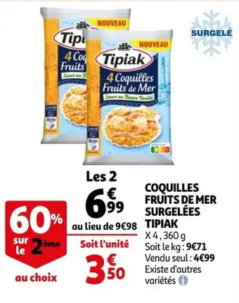 Auchan Coquilles fruits de mer surgelées tipiak offre