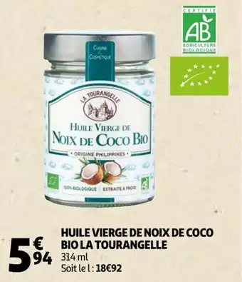 Auchan Huile vierge de noix de coco bio la tourangelle offre
