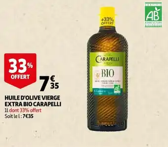 Auchan Huile d'olive vierge extra bio CARAPELLI offre