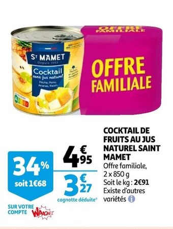 Auchan Cocktail de fruits au jus naturel SAINT MAMET offre