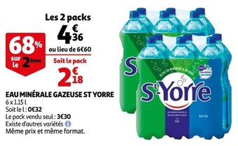 Auchan Eau minérale gazeuse ST YORRE offre