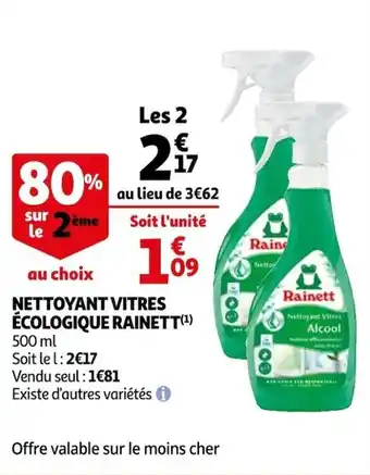 Auchan Nettoyant vitres écologique RAINETT offre