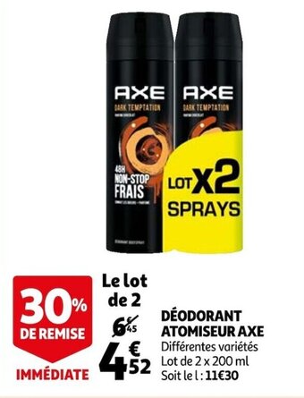 Auchan Déodorant atomiseur AXE offre