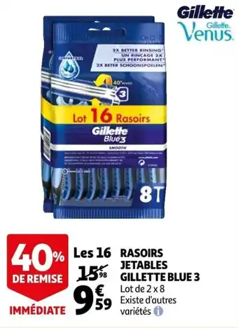 Auchan Rasoirs jetables GILLETTE BLUE 3 offre