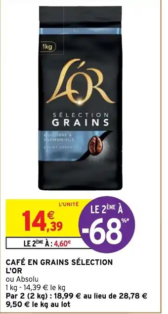 Intermarché Café en Grains Sélection L'Or offre
