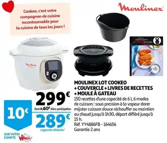 Auchan Moulinex lot cookeo + couvercle + livres de recettes + moule à gateau offre