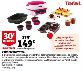 Auchan Cake factory tefal offre