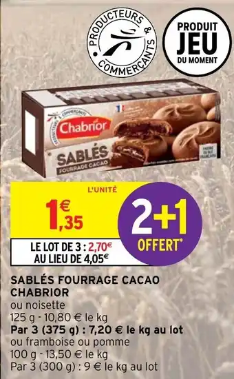 Intermarché Sablés Fourrage Cacao Chabrior offre