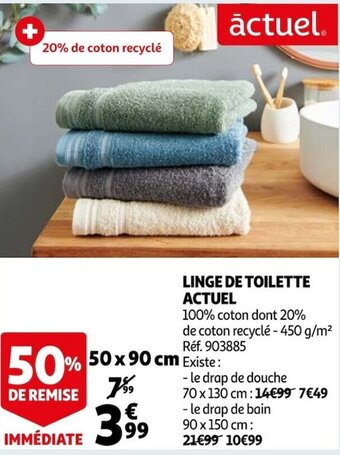 Auchan Linge de toilette ACTUEL offre