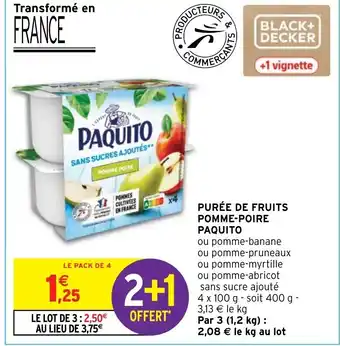 Intermarché Purée de Fruits Pomme-Poire Paquito offre
