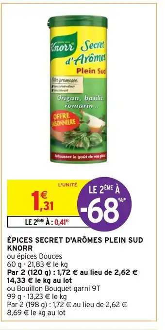 Intermarché Épices Secret D'Arômes Plein Sud Knorr offre