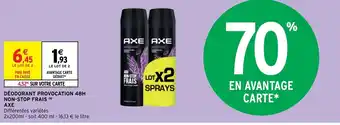 Intermarché Déodorant Provocation 48H Non-Stop Frais Axe offre