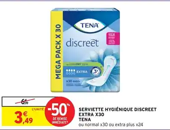 Intermarché Serviette Hygiénique Discreet Extra x30 Tena offre