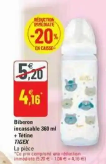 Biberon incassable 360 ml + tétine TIGEX
