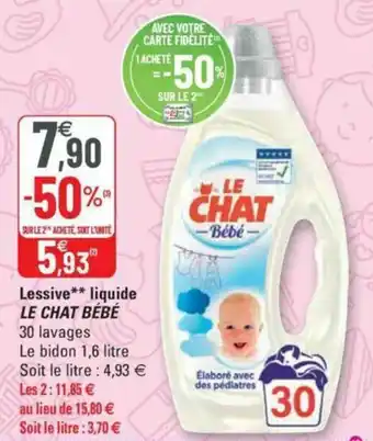 G20 Lessive liquide LE CHAT BÉBÉ offre