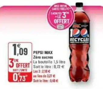 G20 Pepsi max zéro sucres offre