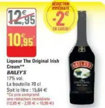 G20 Liqueur the original irish cream BAILEY'S offre