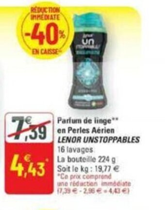 G20 Parfum de linge en perles aérien LENOR UNSTOPPABLES offre