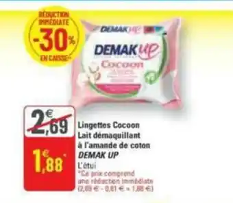 G20 Lingettes cocoon lait démaquillant à l'amande de coton DEMAK'UP offre