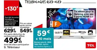 BUT Téléviseur TCL 55C633 offre
