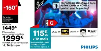 BUT Téléviseur Philips 55OLED707/12 offre