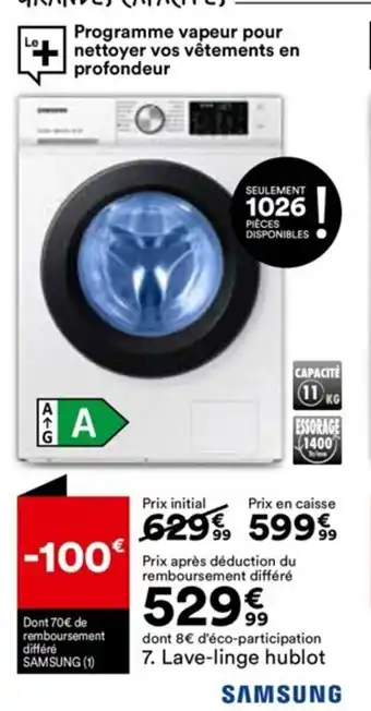 BUT Lave-Linge Hublot Samsung WW11BBAO46AW offre