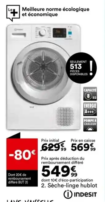 BUT Sèche-Linge Hublot Indesit YTM1183XFR offre