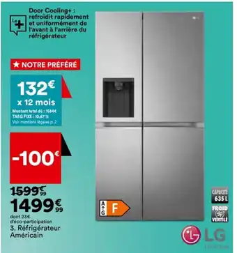 BUT Refrigerateur Americain LG GSLV70ZTF offre