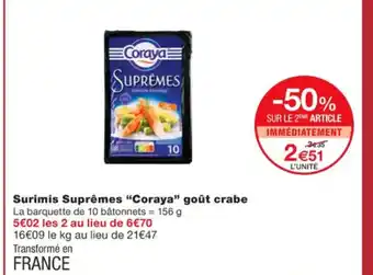 Monoprix Surimis Supréme "Coraya" Goût Crabe offre