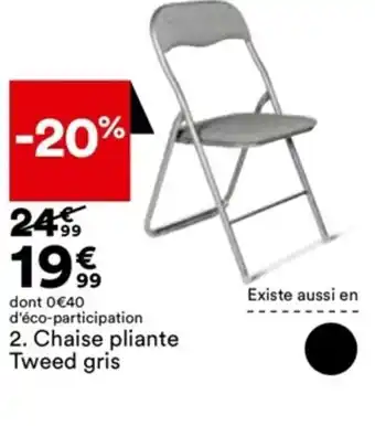 BUT Chaise Pliante Tweed Gris offre